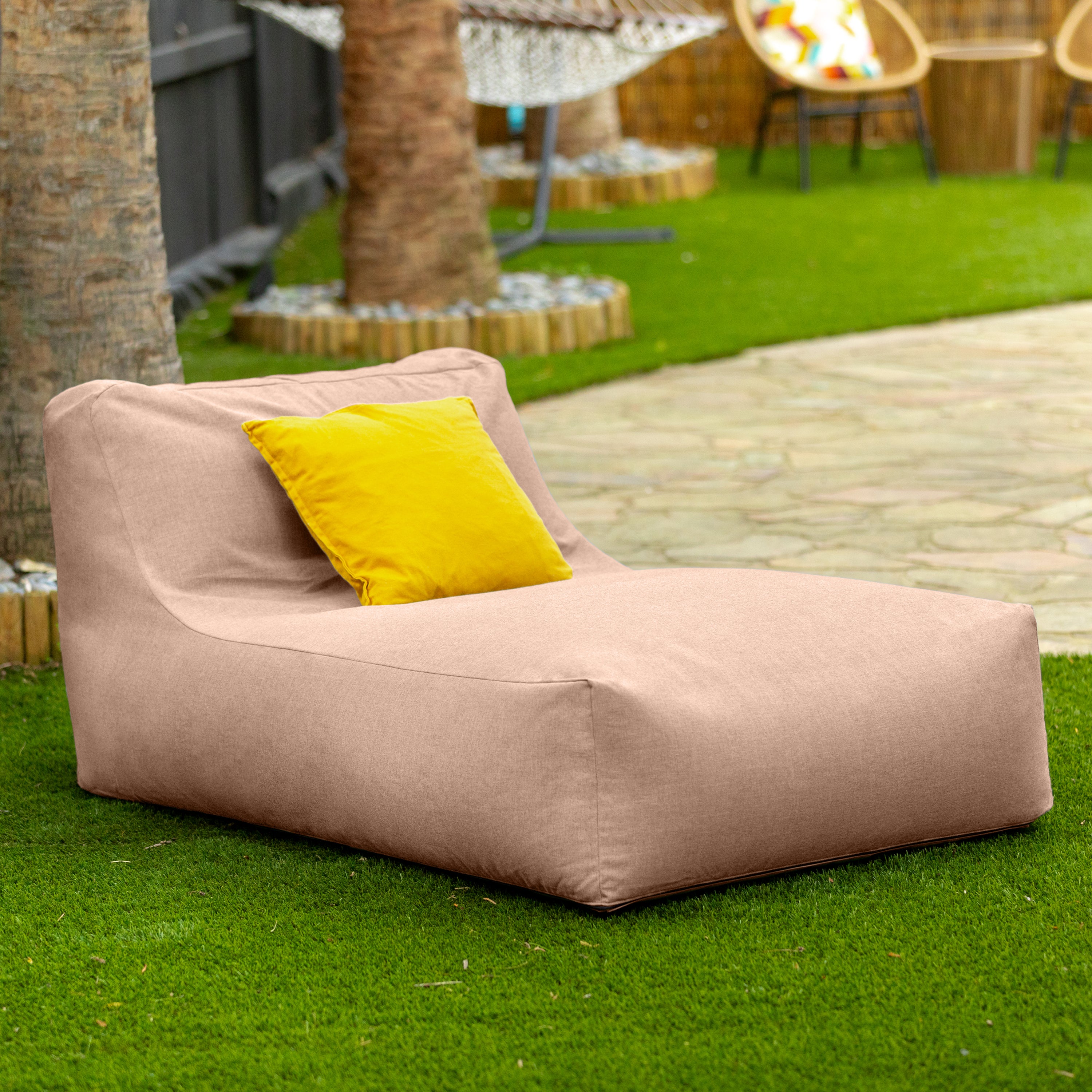 Coza Outdoor Sun Lounger - Luxurious Giant Outdoor Chaise - Sunbrella, Petal