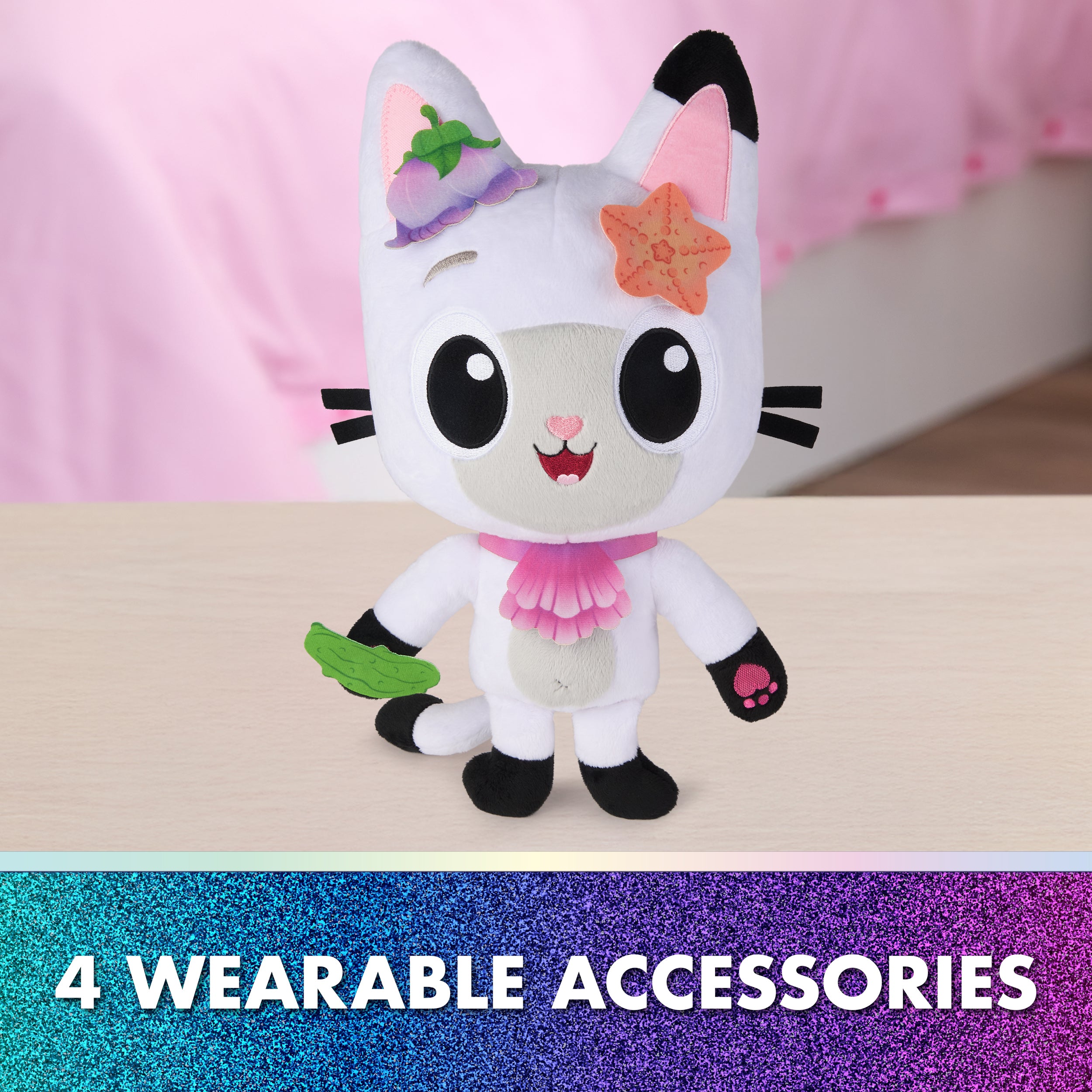 Gabby's Dollhouse: The Movie, Meow-mazing Interactive Pandy Paws Plush Toy with 3 Accessories & Removable Bag, Kids Toys for Girls & Boys Ages 3 and Up