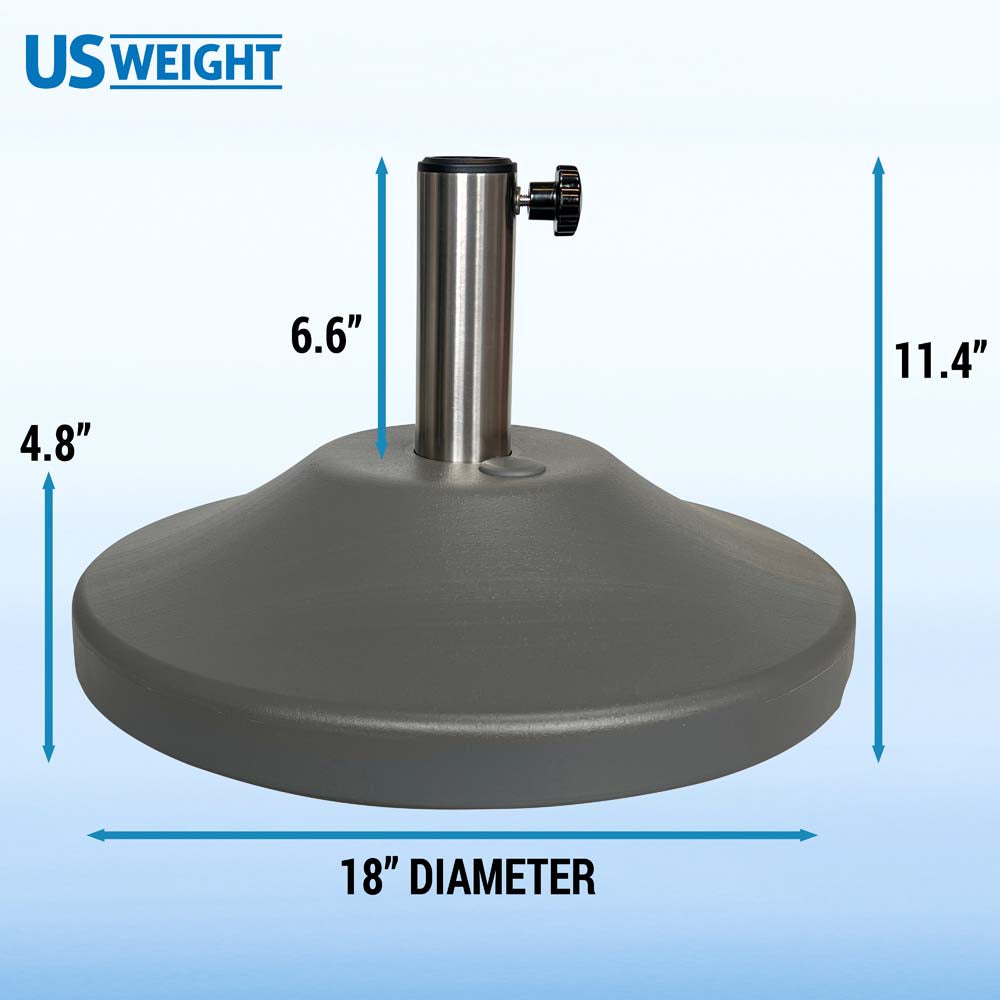 Fillable 50 lb Premium Umbrella Base with Stainless Stem (Grey)