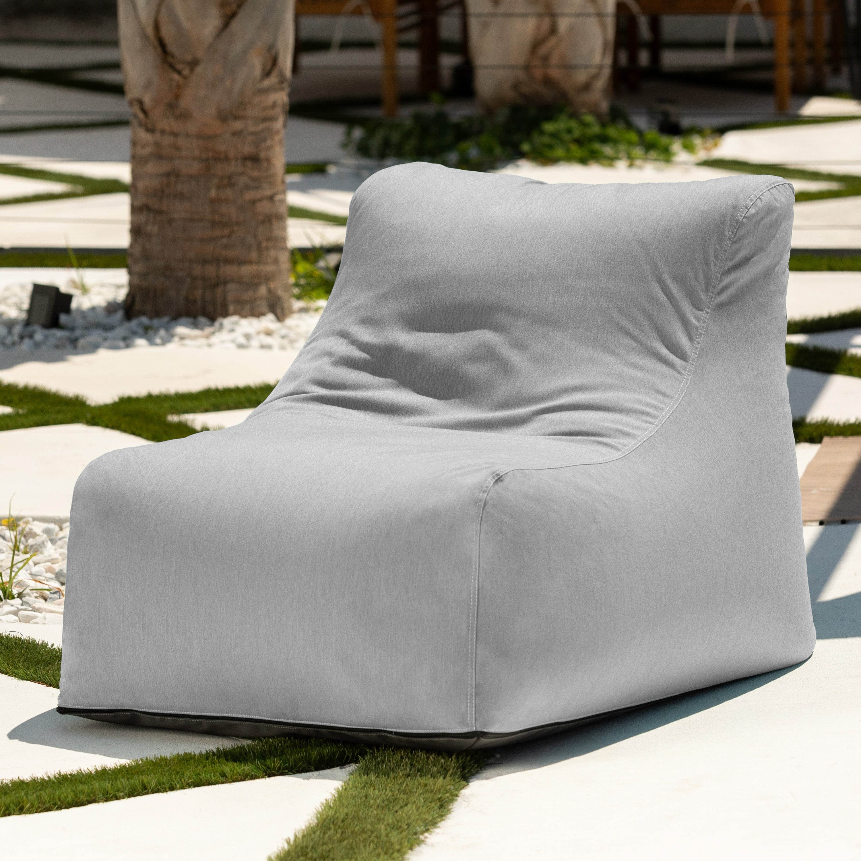 Jaxx Ponce Outdoor Bean Bag Chair - Weather Resistant Patio and Poolside Lounge Seating, Sunbrella Granite