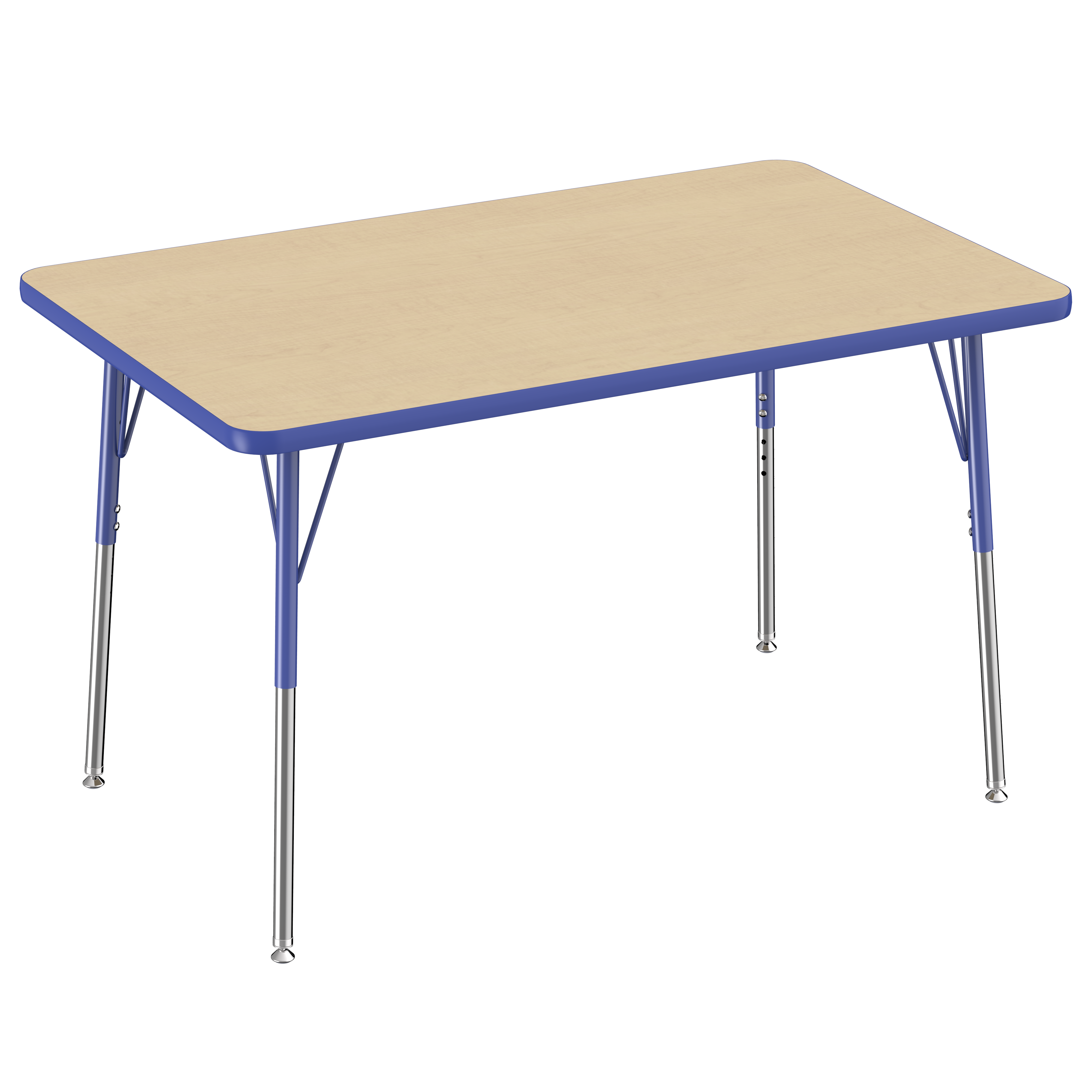 30" x 48" Rectangle T-Molding Activity Table with Adjustable Standard Swivel Glide Legs - Maple/Blue