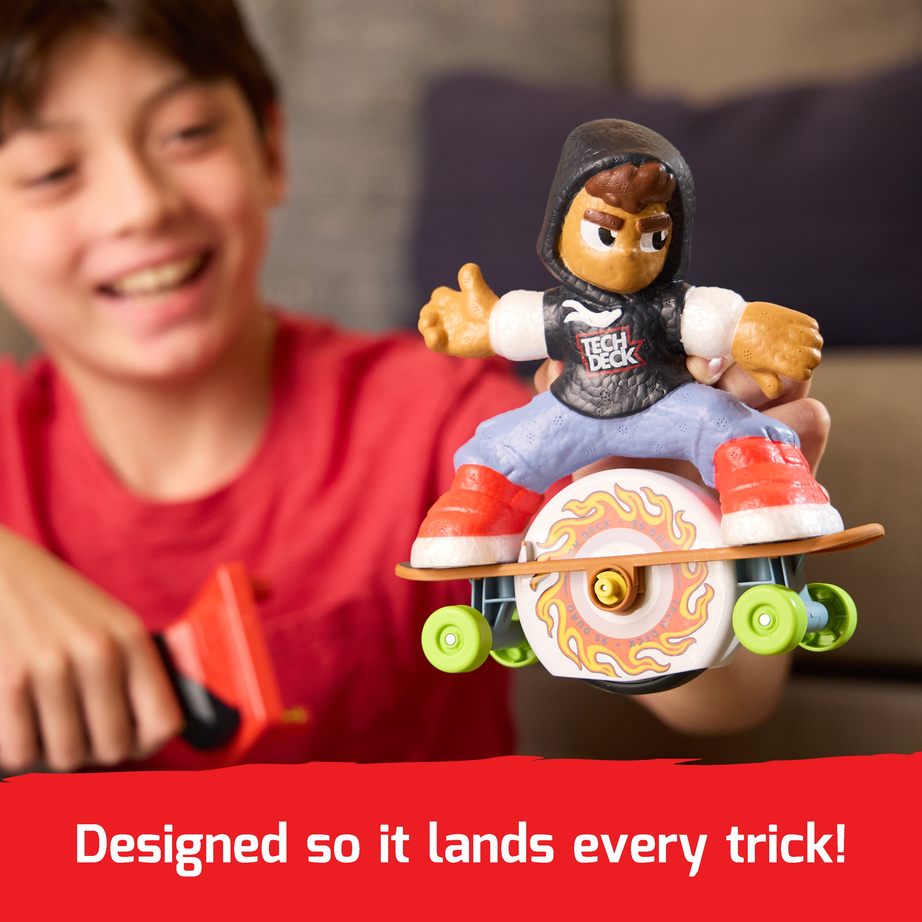 Tech Deck Shred N' Blast Sk8board, Motorized Finger Skateboard Toy with Rider & Ramp for Fast Tricks & High Jumps, Kids Toys for Boys and Girls Ages 6 & Up, Batteries Required
