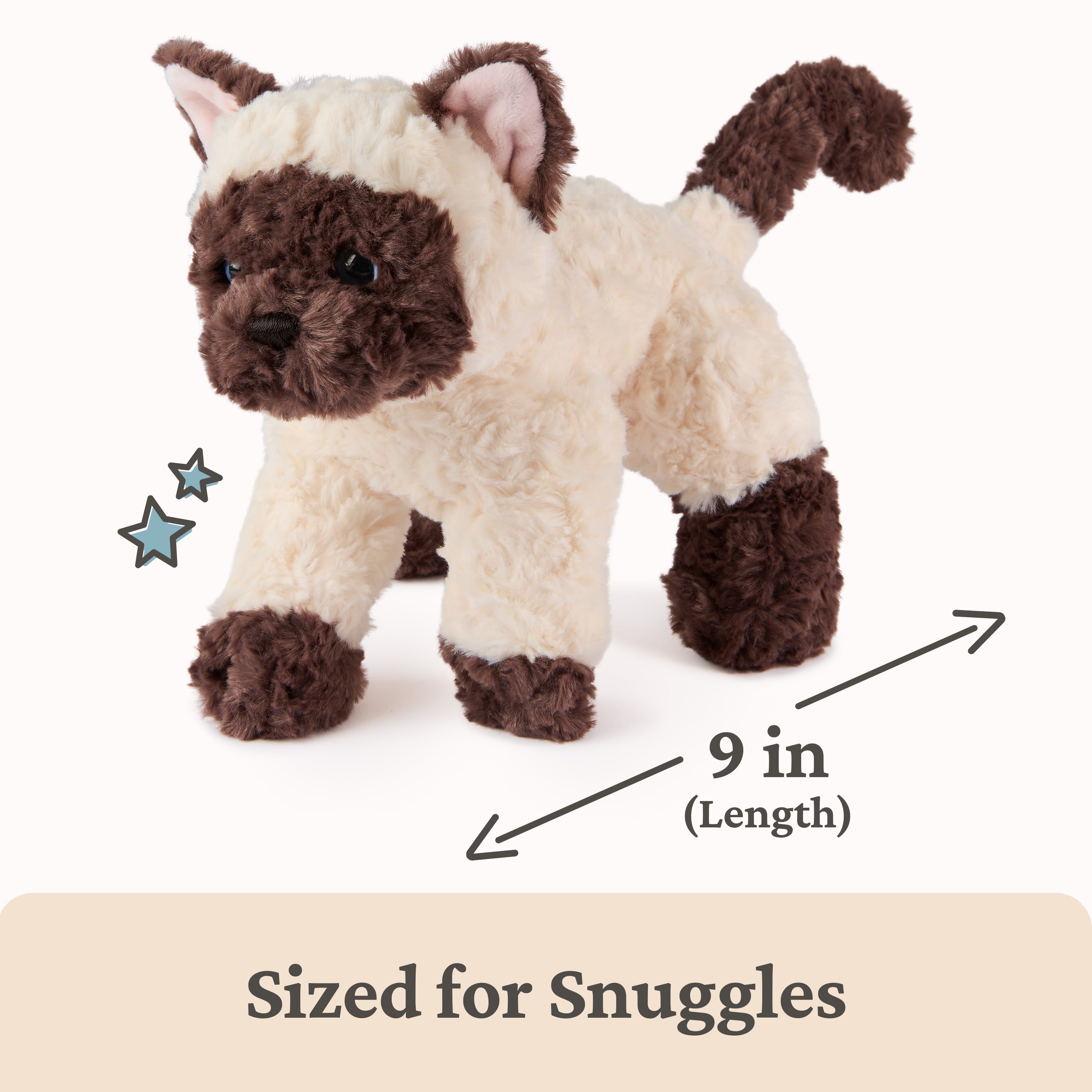 GUND Bootsie Siamese Kitten Plush Toy, Premium Cat Stuffed Animal for Ages 1 and Up, Cream/Brown, 9”