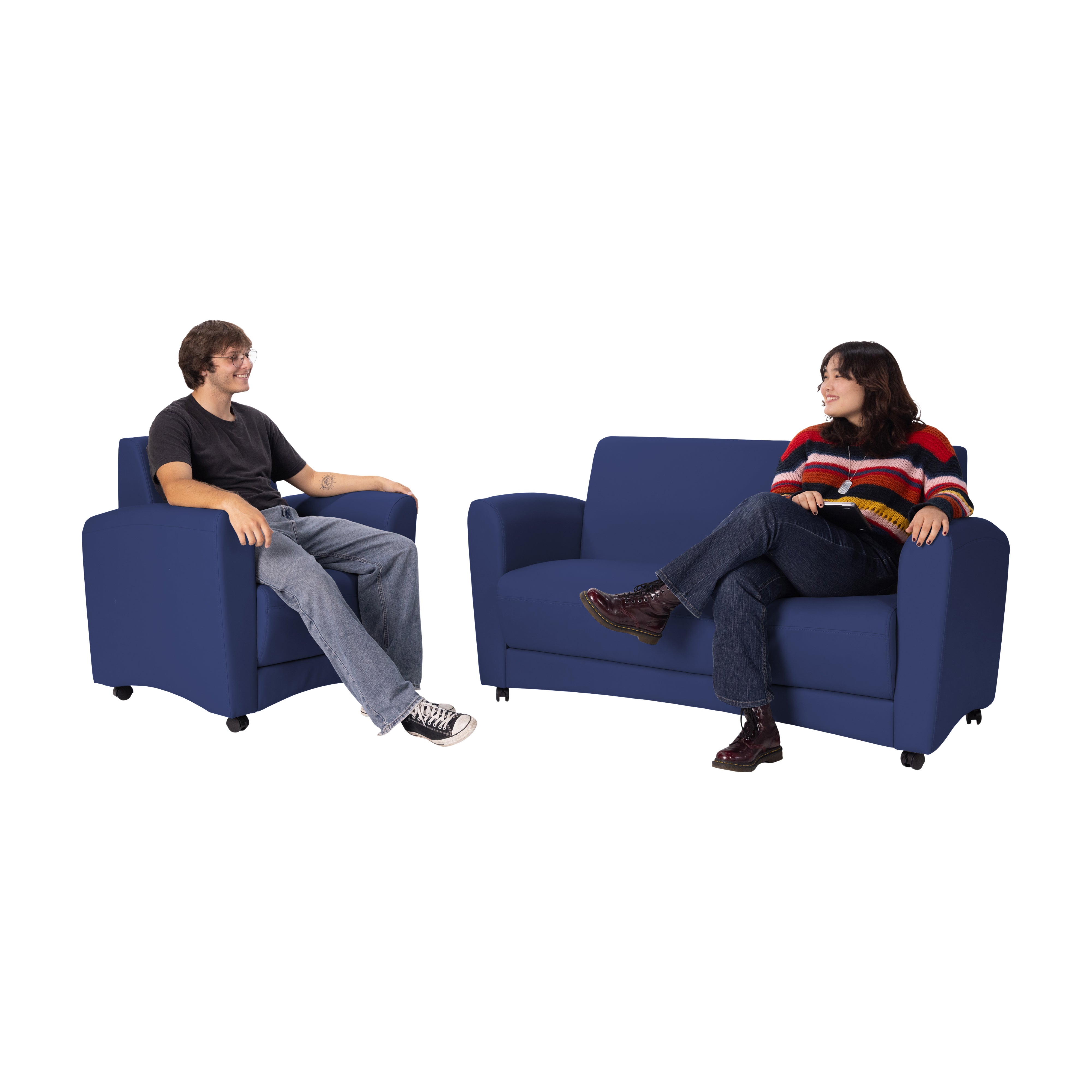 Pro Series Upholstered Mobile Common Area Chair - Navy