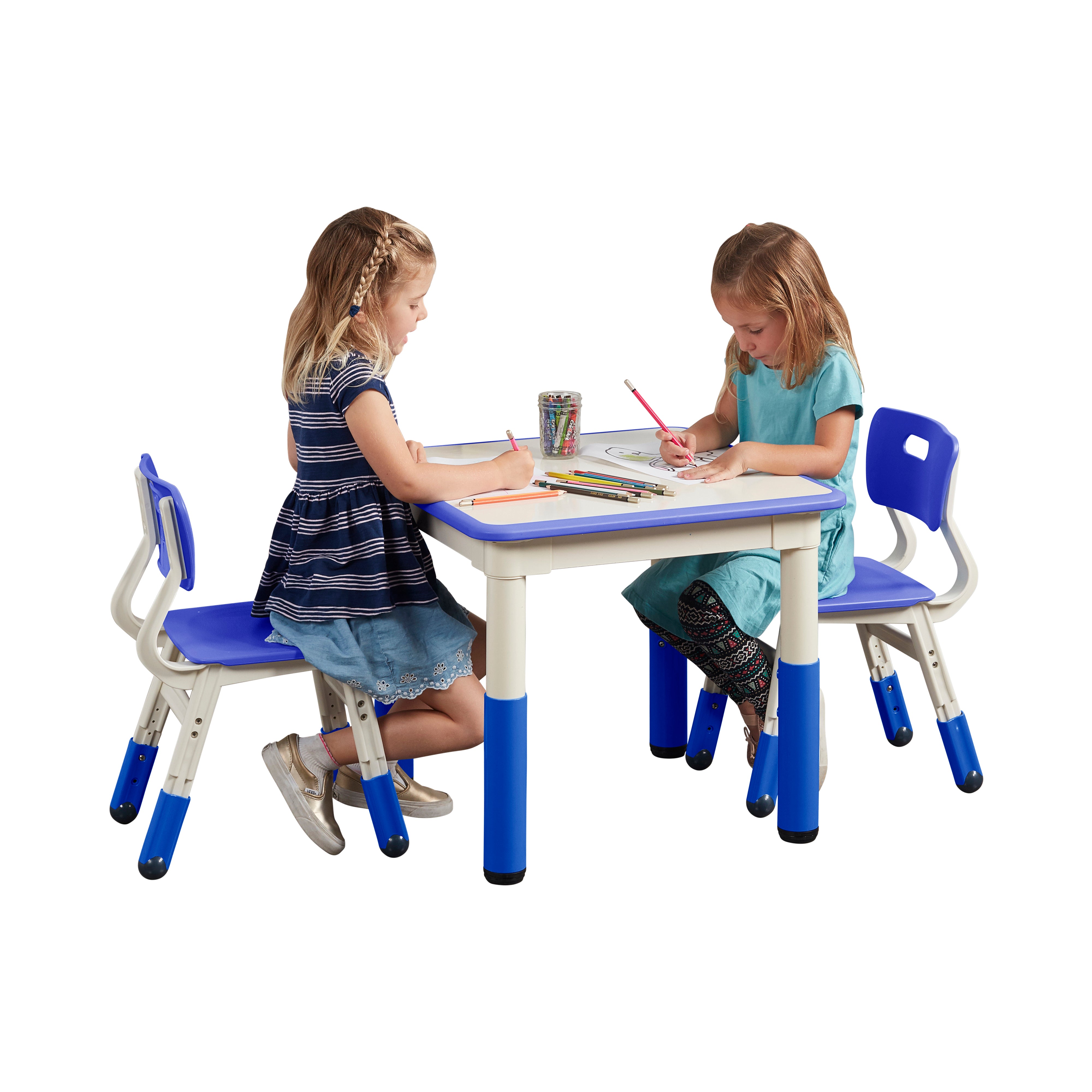Adjustable Height Plastic Chairs 2-Pack - Blue