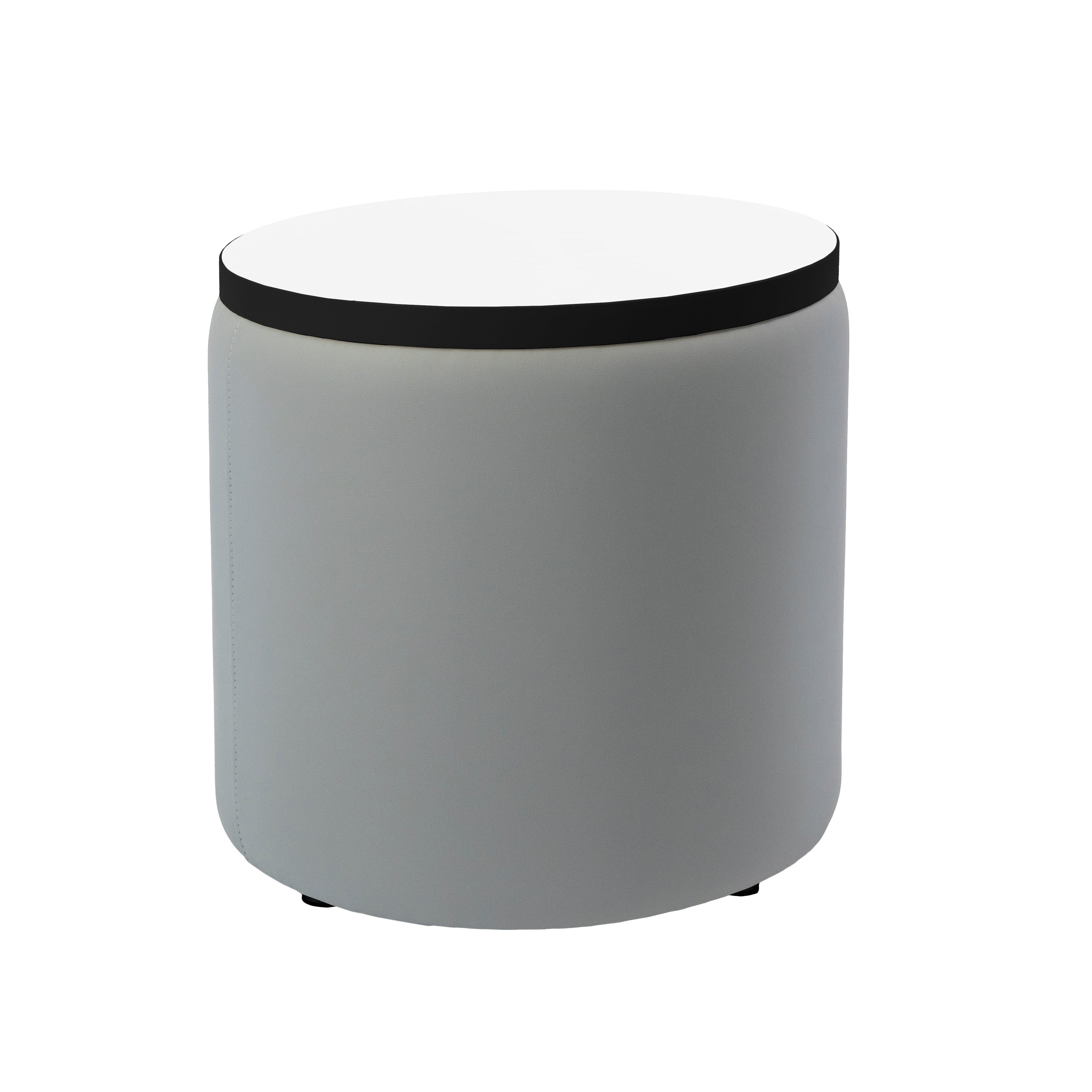 Pro Series Upholstered 18" Round Dry-Erase Ottoman Table 18" Height - Gray/Whiteboard