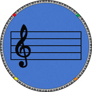 Play Along 7'7" Round area rug in color Blue