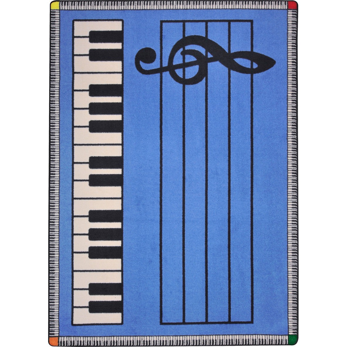 Play Along 7'8" x 10'9" area rug in color Blue w/ keys
