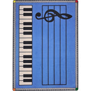 Play Along 7'8" x 10'9" area rug in color Blue w/ keys