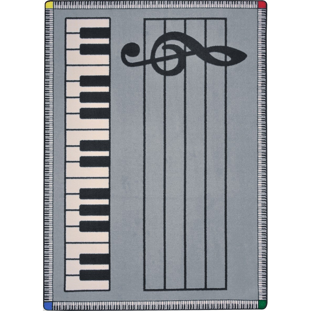 Play Along 5'4" x 7'8" area rug in color Gray w/ keys