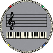 Play Along 7'7" Round area rug in color Gray w/ keys