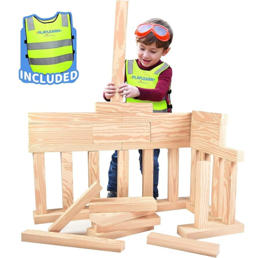 Foam Wooden Beam Building Blocks - 24 Piece