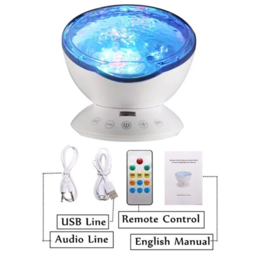 Ocean Wave Projector with Sound and Remote Control (4.96" Diameter x 4.13" H)