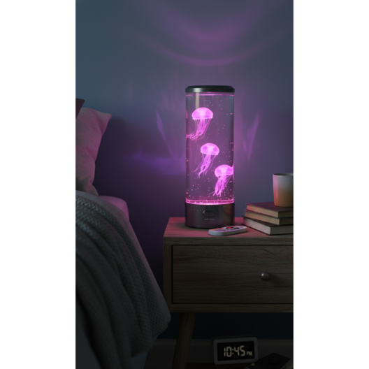 Round Jellyfish Lamp with Remote Control (15" H x 5" W x 5" L)