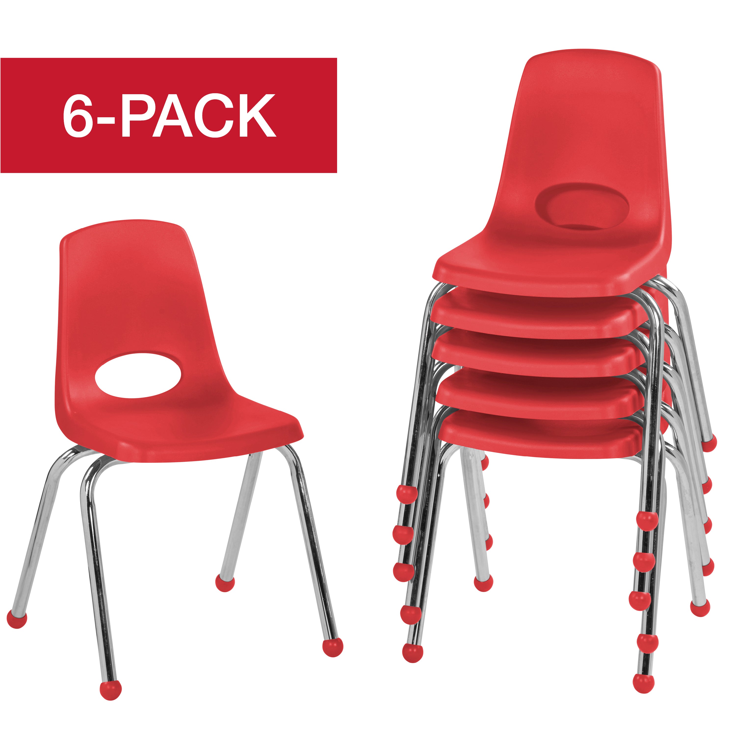 16" Stack Chair with Ball Glides - Red