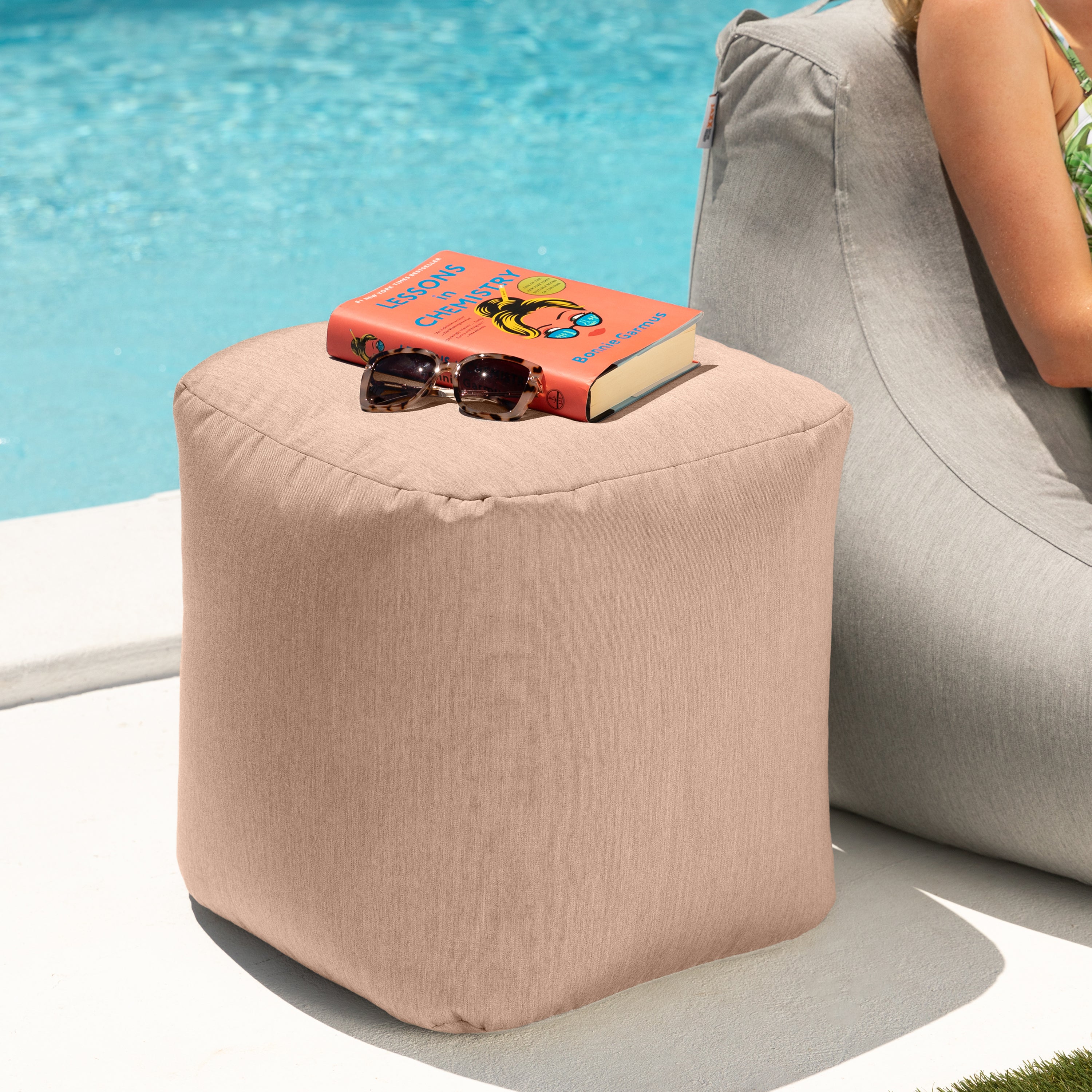 Jaxx Luckie Outdoor Patio Bean Bag Ottoman, Petal