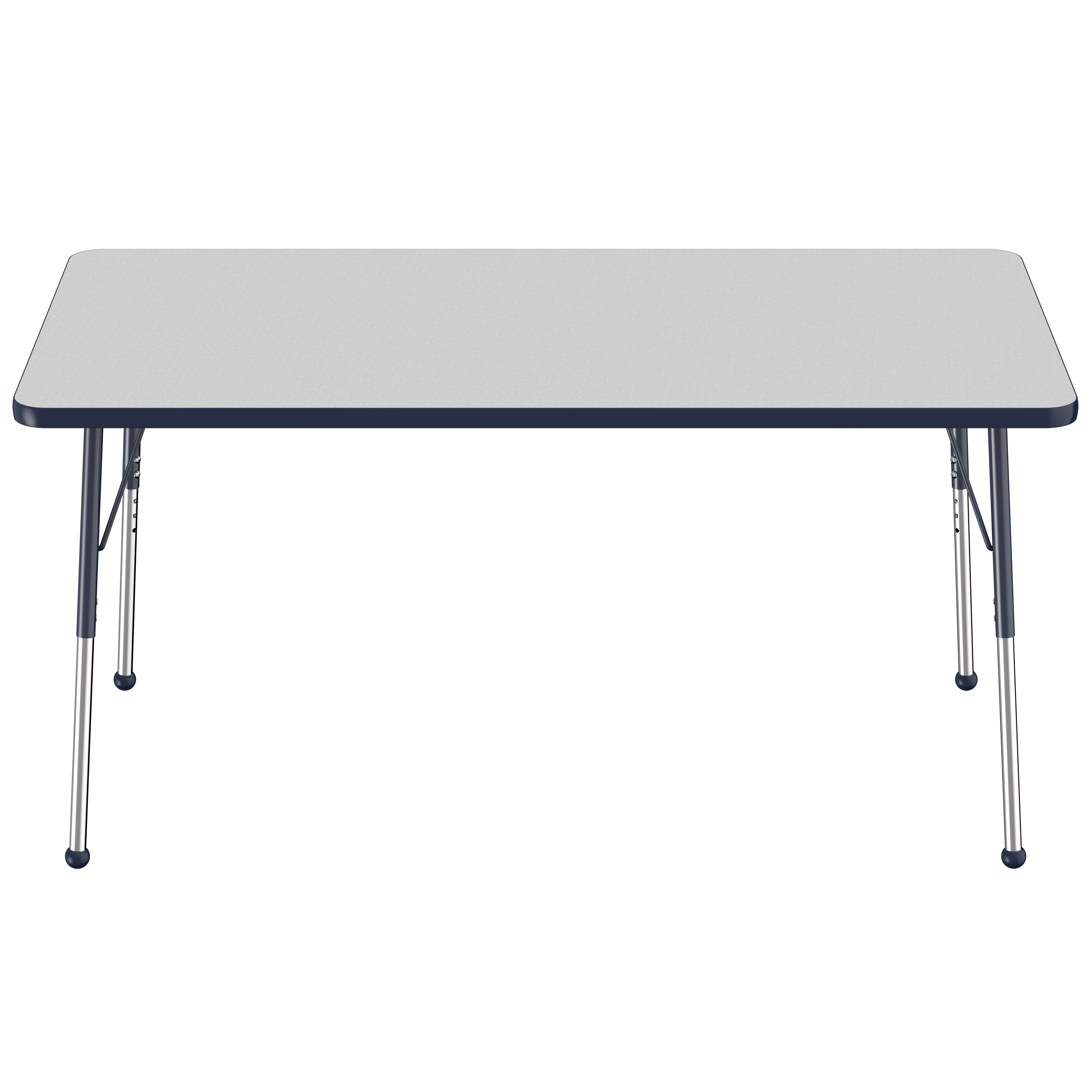 36" x 60" Rectangle T-Molding Activity Table with Adjustable Standard Ball Glide Legs - Gray/Navy