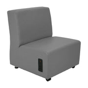 Pro Series Upholstered Armless Mobile Chair with Tech Panel - Slate Gray Crosshatch