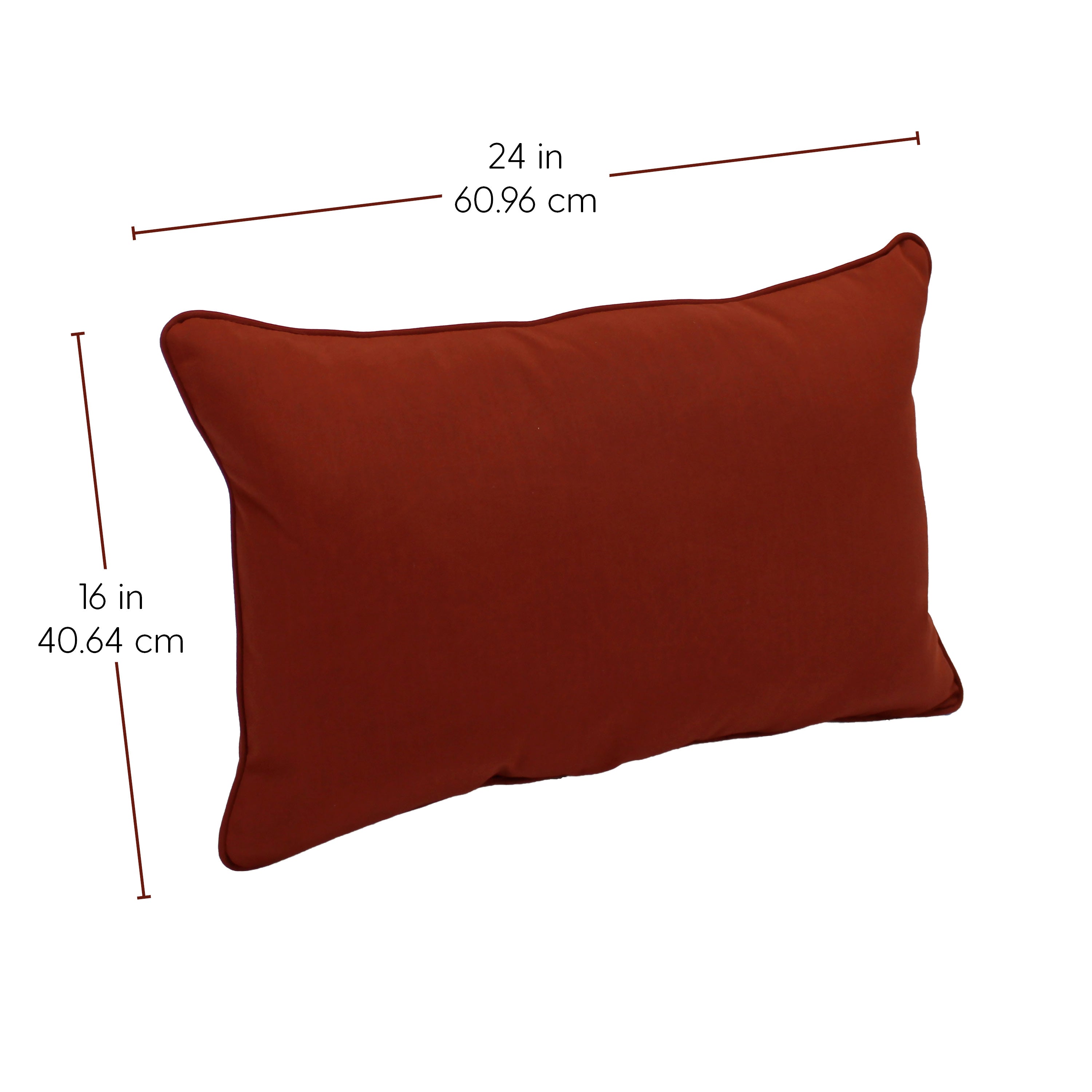 Presidio 16" x 24" Lumbar Indoor/Outdoor Pillow with Piping, 2-Piece - Rust Red