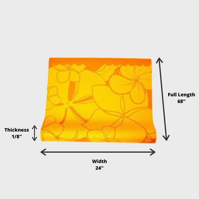 YOGI MAT™ Plumeria - Orange -  1/8"H x 24"W x 68"L