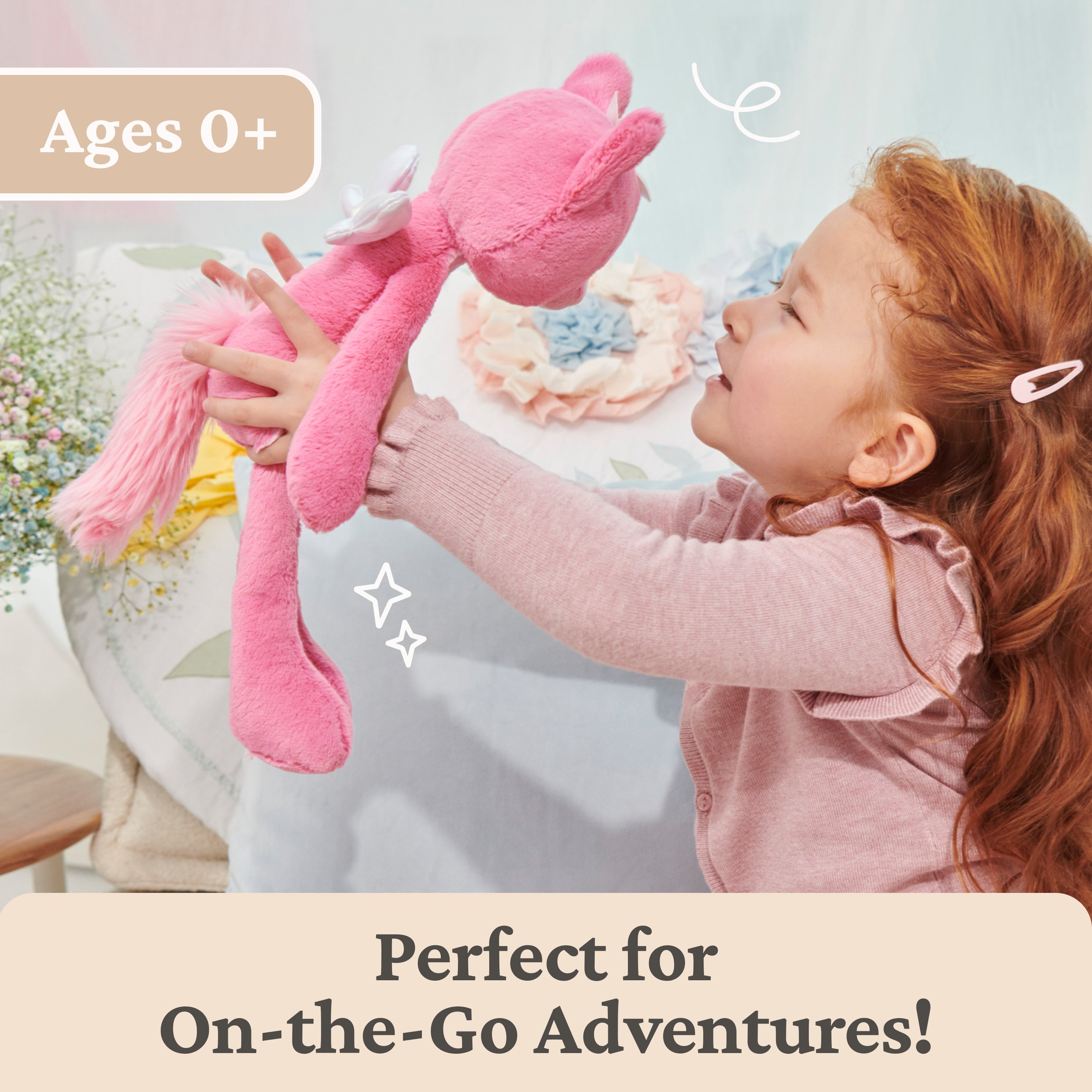 GUND Take Along Friends, Maeve Rose Fairy Cat Plush Toy, Cat Stuffed Animal for Ages 1 and Up, Pink, 15”