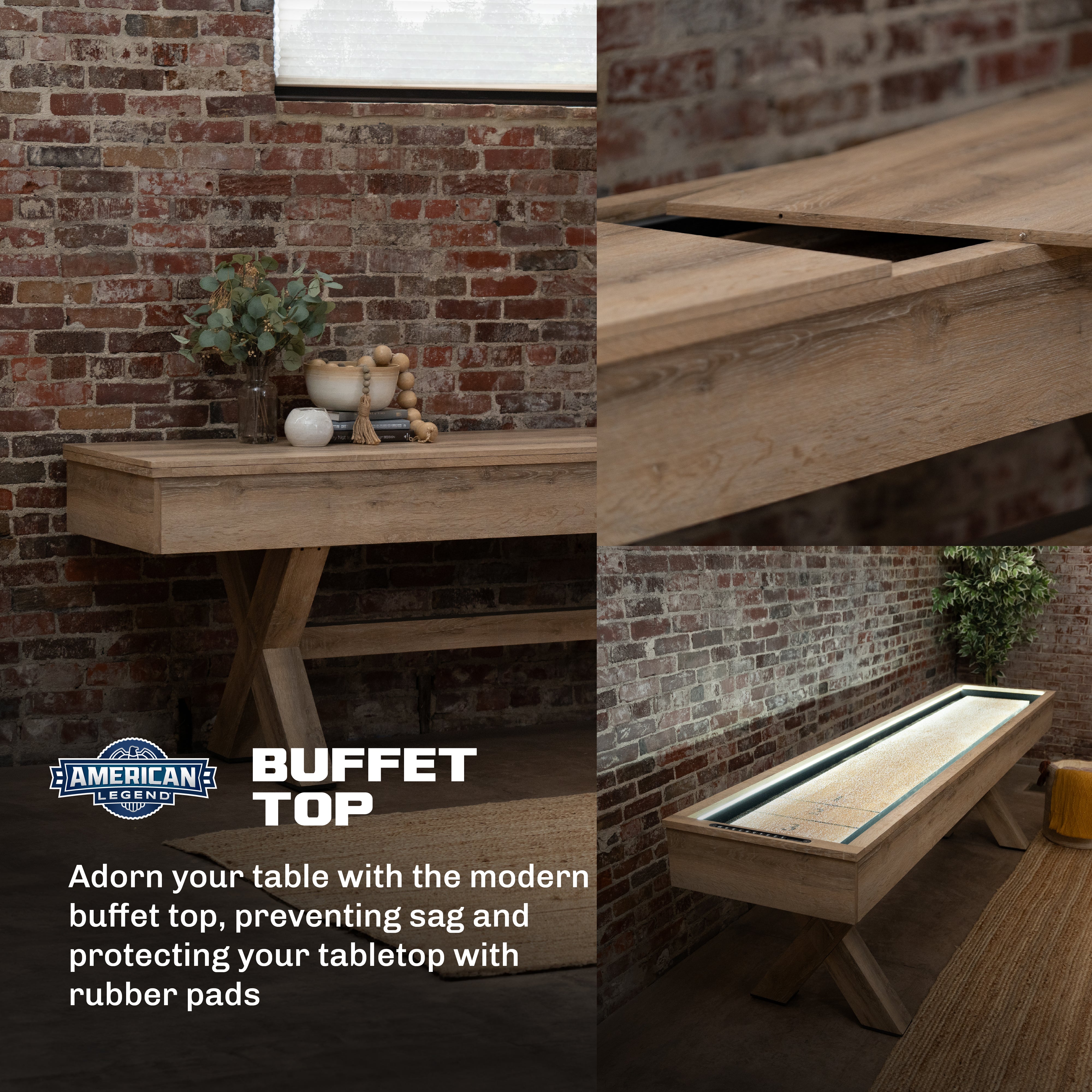 American Legend Westbrook LED Shuffleboard with Buffet Top