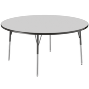 60" Round T-Molding Activity Table with Adjustable Standard Swivel Glide Legs - Gray/Black