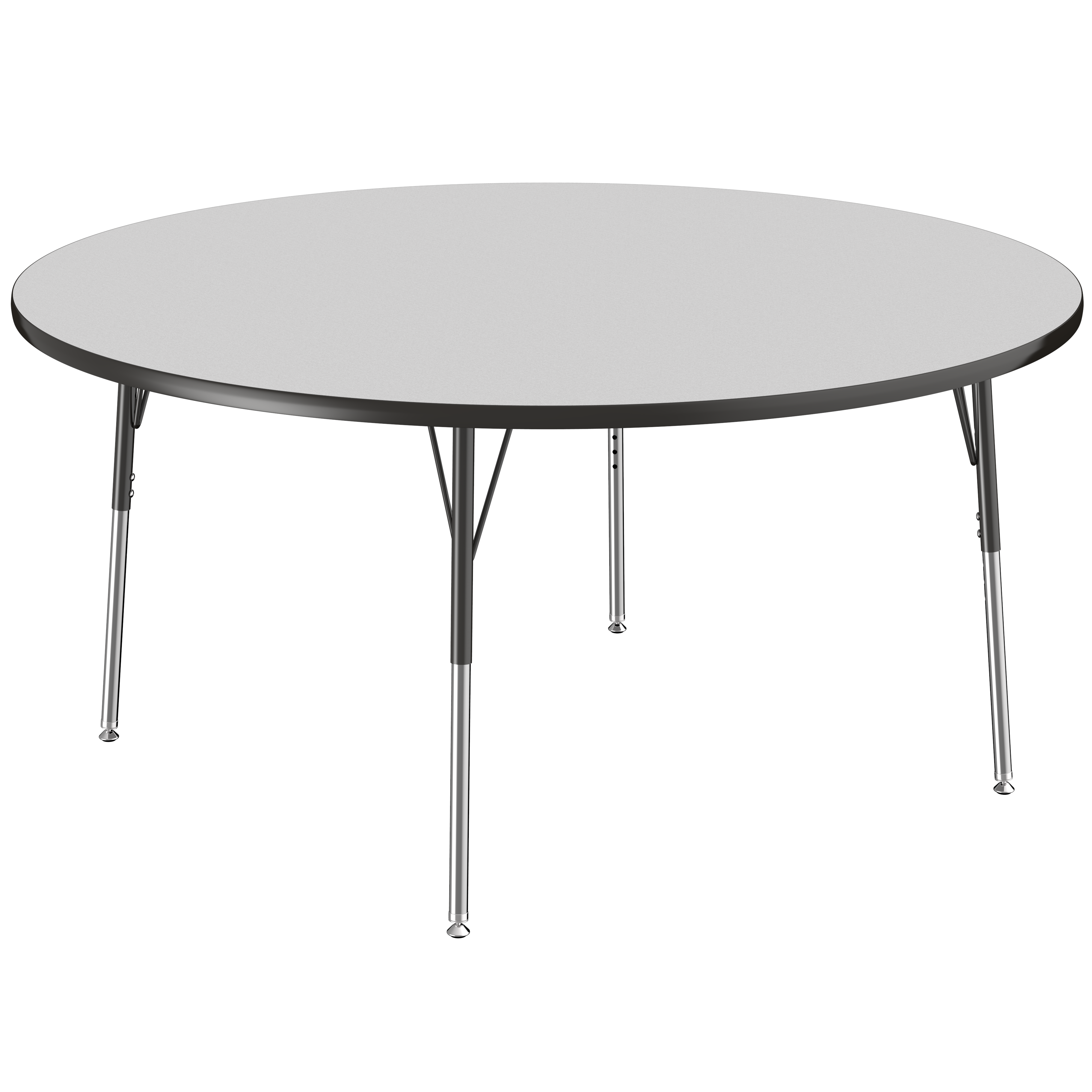 60" Round T-Molding Activity Table with Adjustable Standard Swivel Glide Legs - Gray/Black