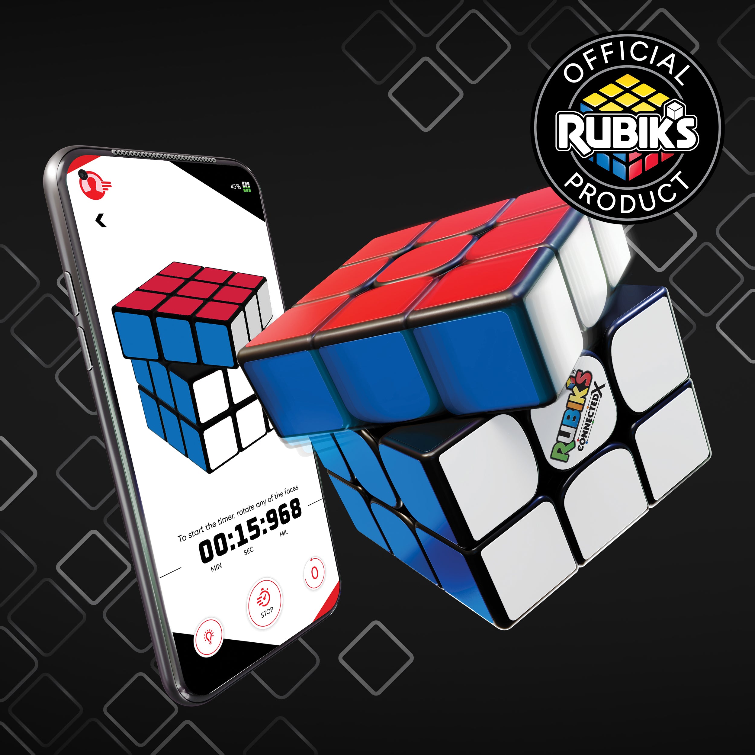 Rubik's Cube, The Official Rubik’s ConnectedX, Bluetooth-Enabled 3x3 Speed Cube with Guided Learning App for Beginners, Brain Teaser Fidget Toy & Puzzle for Adults, Teens, & Kids, for Ages 8 & Up
