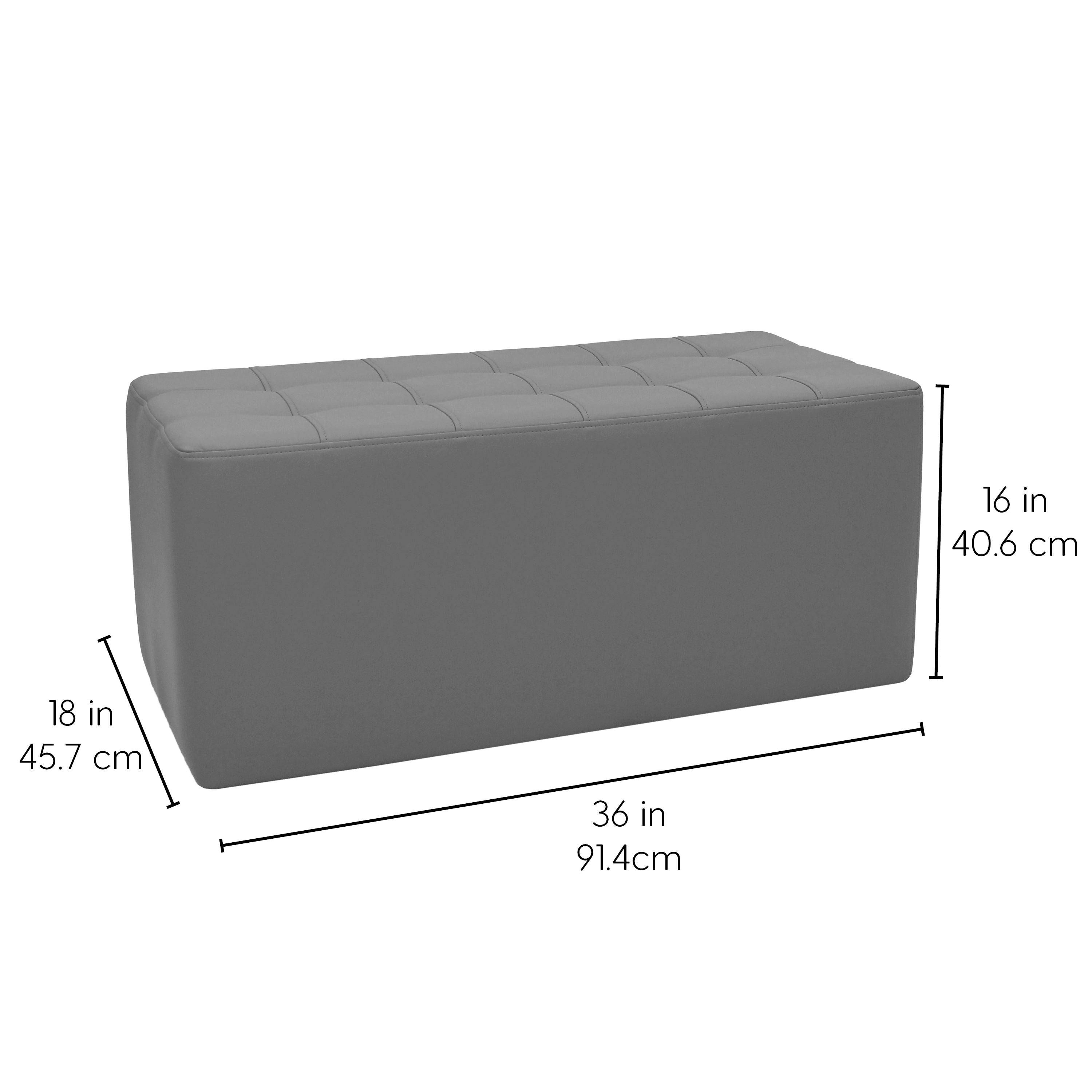 Tufted Rectangle Ottoman 16" Height - Gray