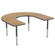 60" x 66" Horseshoe T-Molding Activity Table with Adjustable Super Legs - Pasadena Oak/Navy/Black