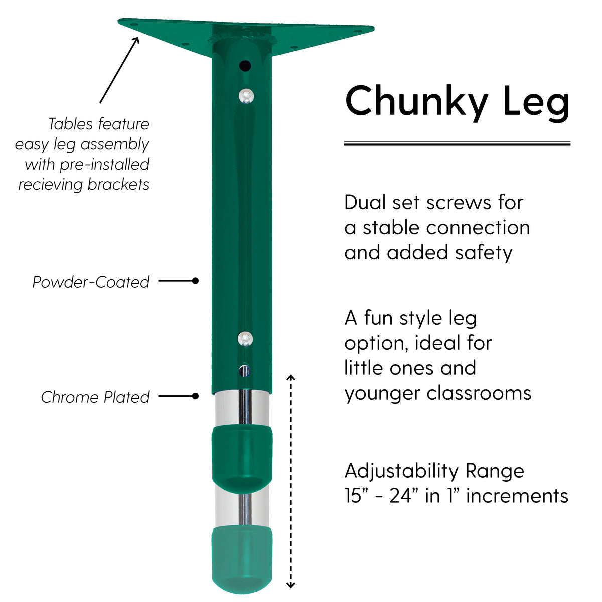 36" Round Dry-Erase Activity Table with Adjustable Chunky Legs - Whiteboard/Green