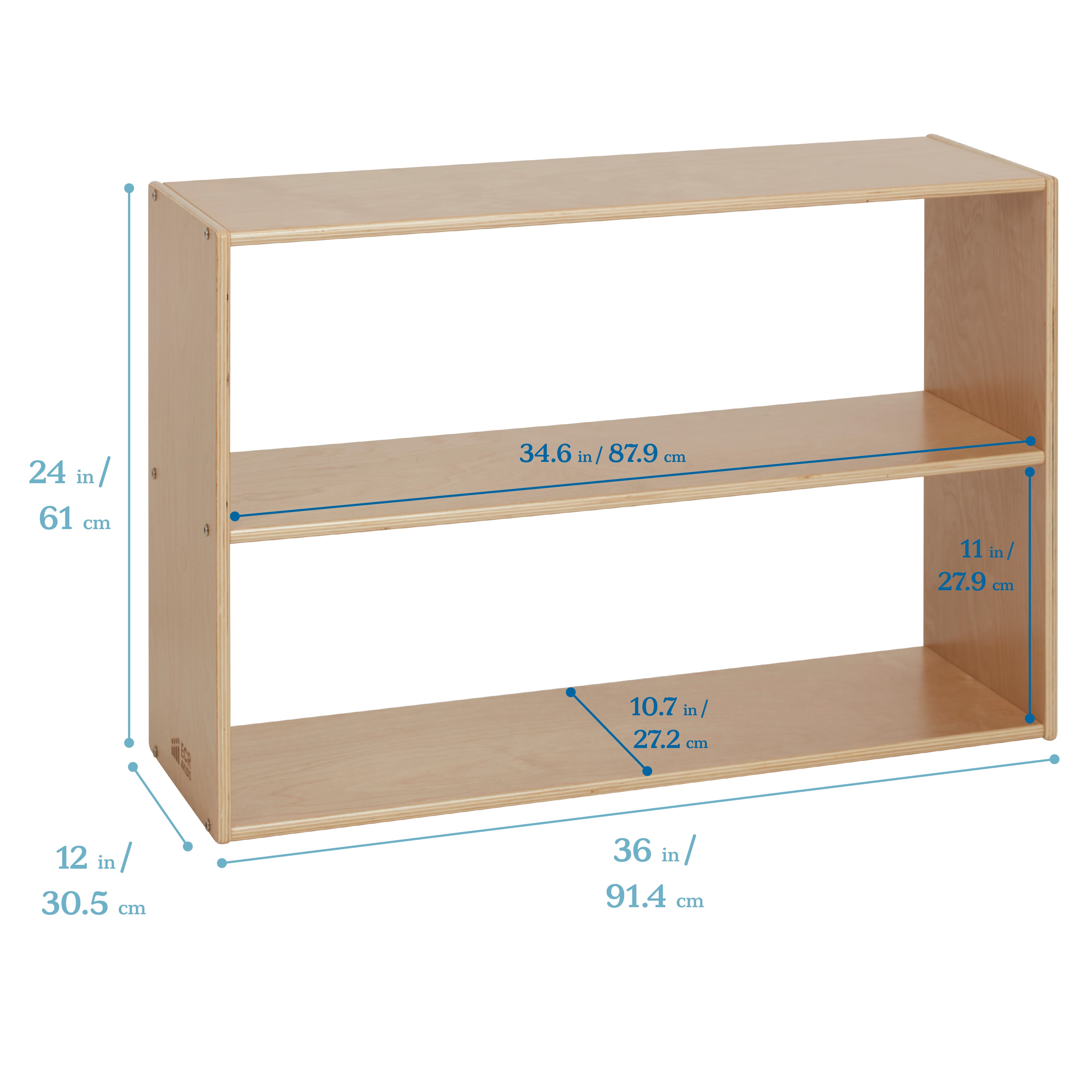 Streamline 2-Shelf Storage Cabinet without Back 24in H - Natural