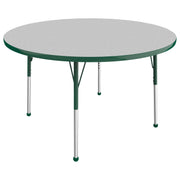 48" Round T-Molding Activity Table with Adjustable Standard Ball Glide Legs - Gray/Green