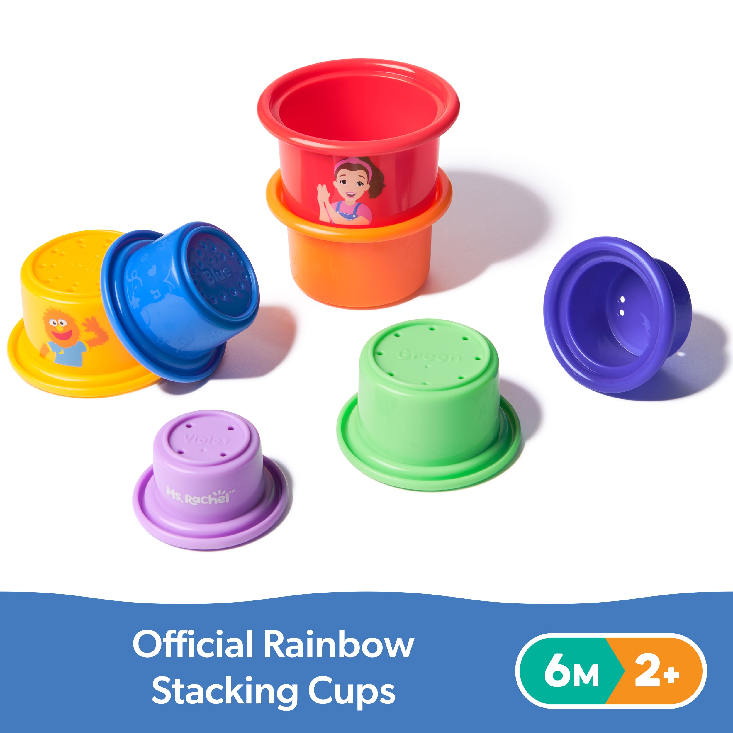 Ms. Rachel Official Rainbow Stacking Cups 7-Pack, Educational Toys & Toddler Toys for Girls & Boys Ages 6 Months to 2+ Years