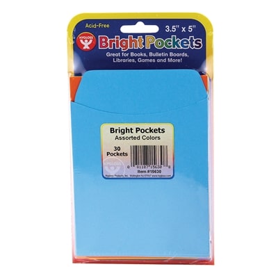 Bright Library Pockets 3 ea. Of 10 color/ 30 3.5"x5"