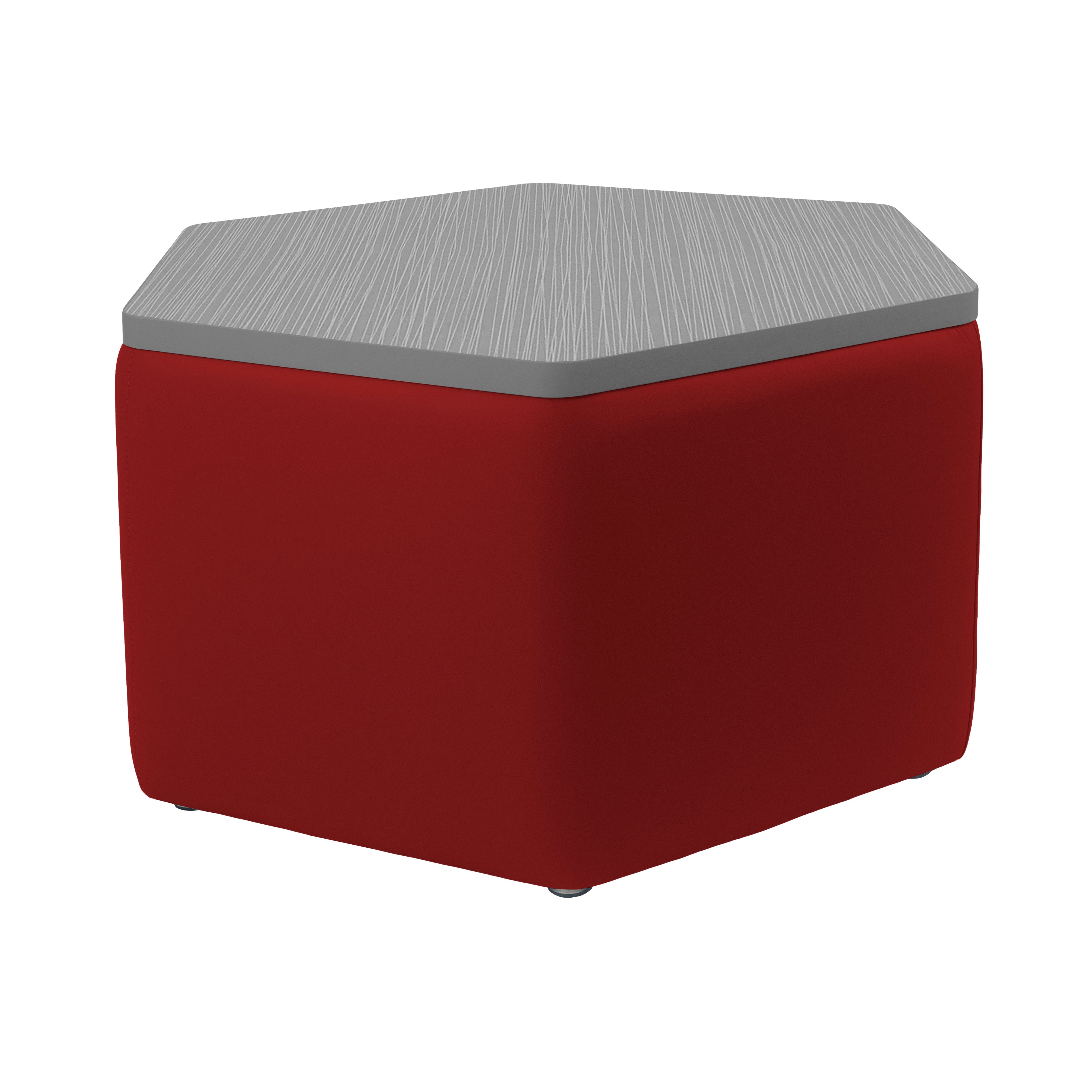 Pro Series Upholstered Hexagon Ottoman Table 18" Height - Crimson/Cosmic Strandz