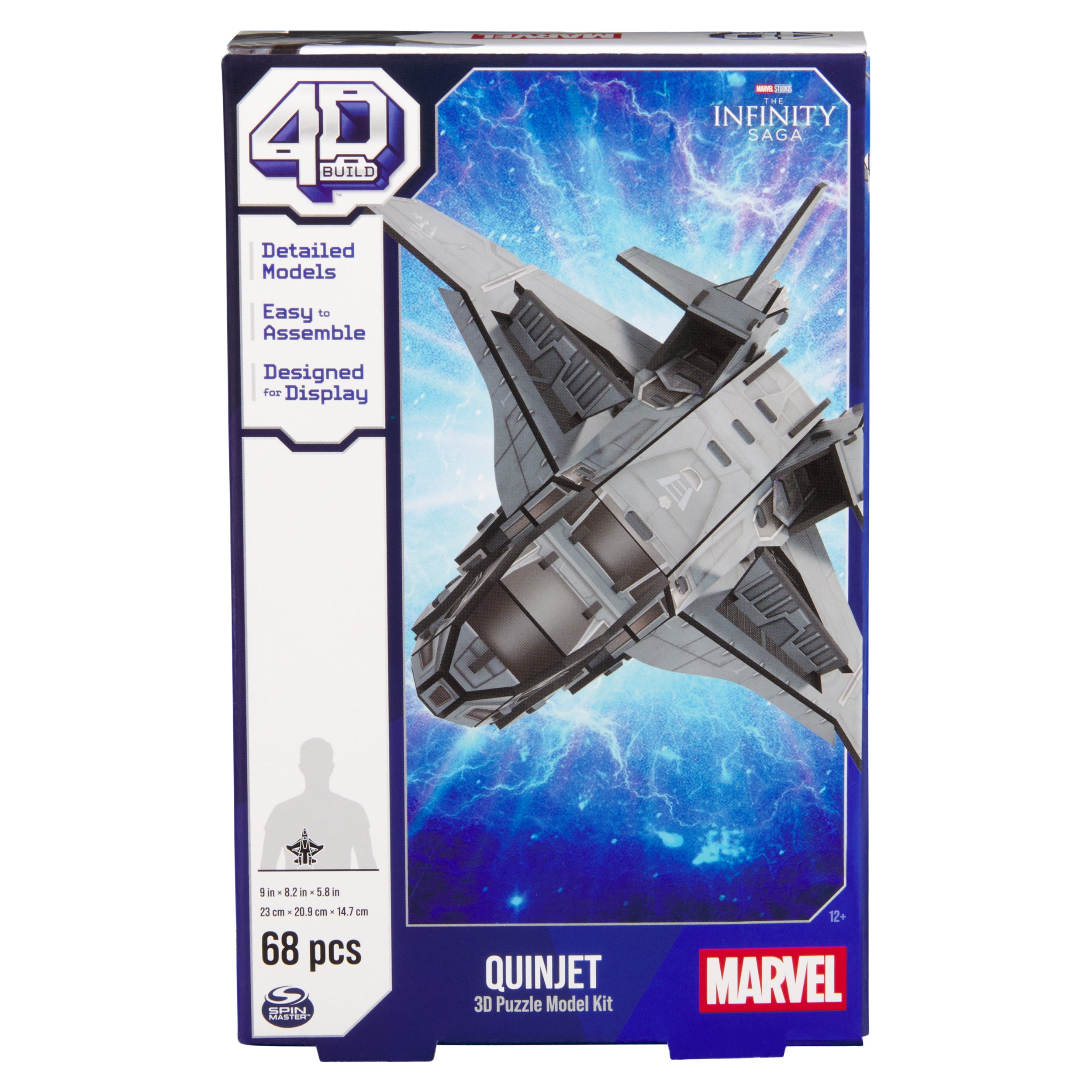 4D Build, Marvel Quinjet 3D Puzzle Model Kit with Stand 68 Pcs | Marvel Toys Desk Decor | Building Toys | 3D Puzzles for Adults & Teens 12+