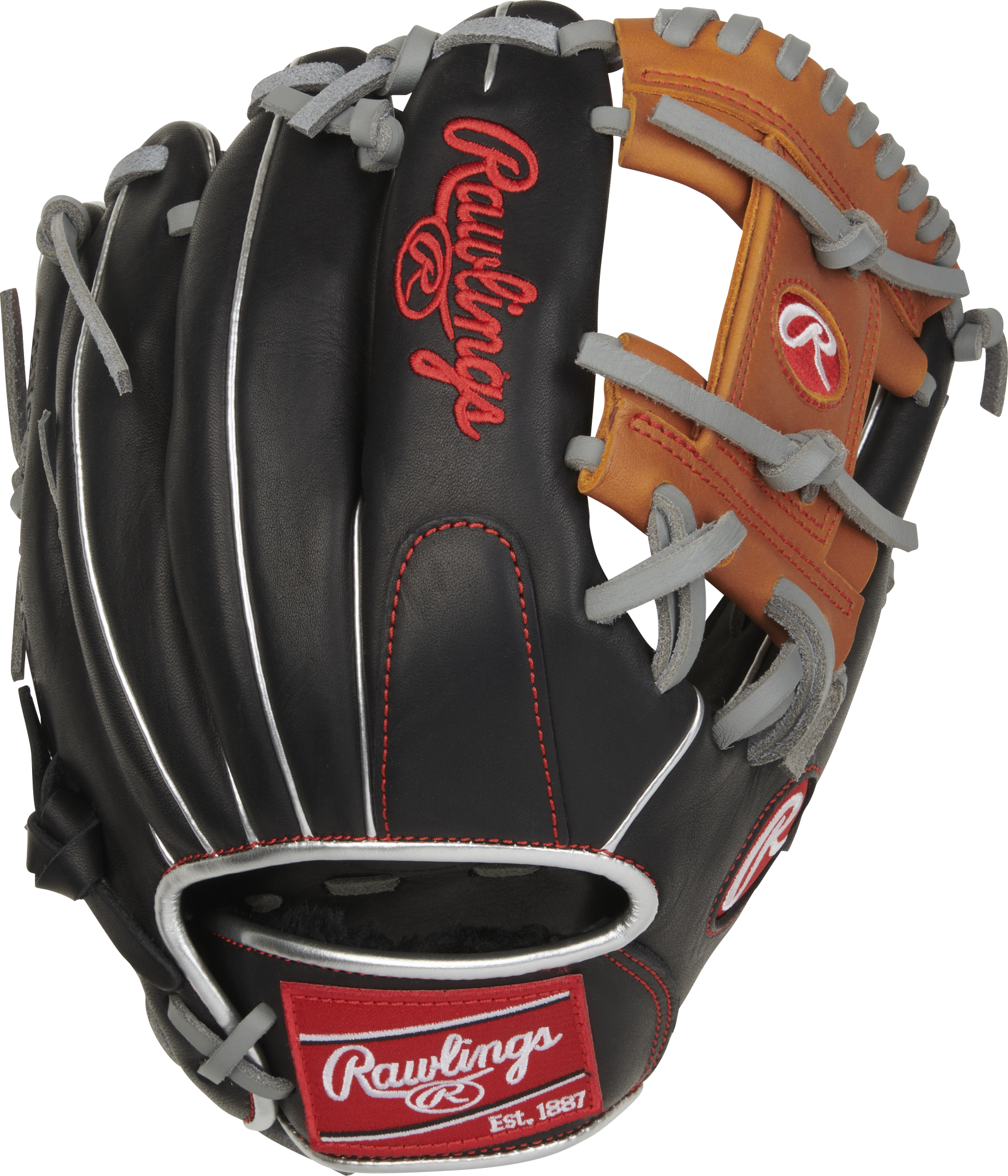 Rawlings R9 Baseball Contour Series 11.25-Inch Baseball Glove  - Right Hand Thrower - Black/Tan