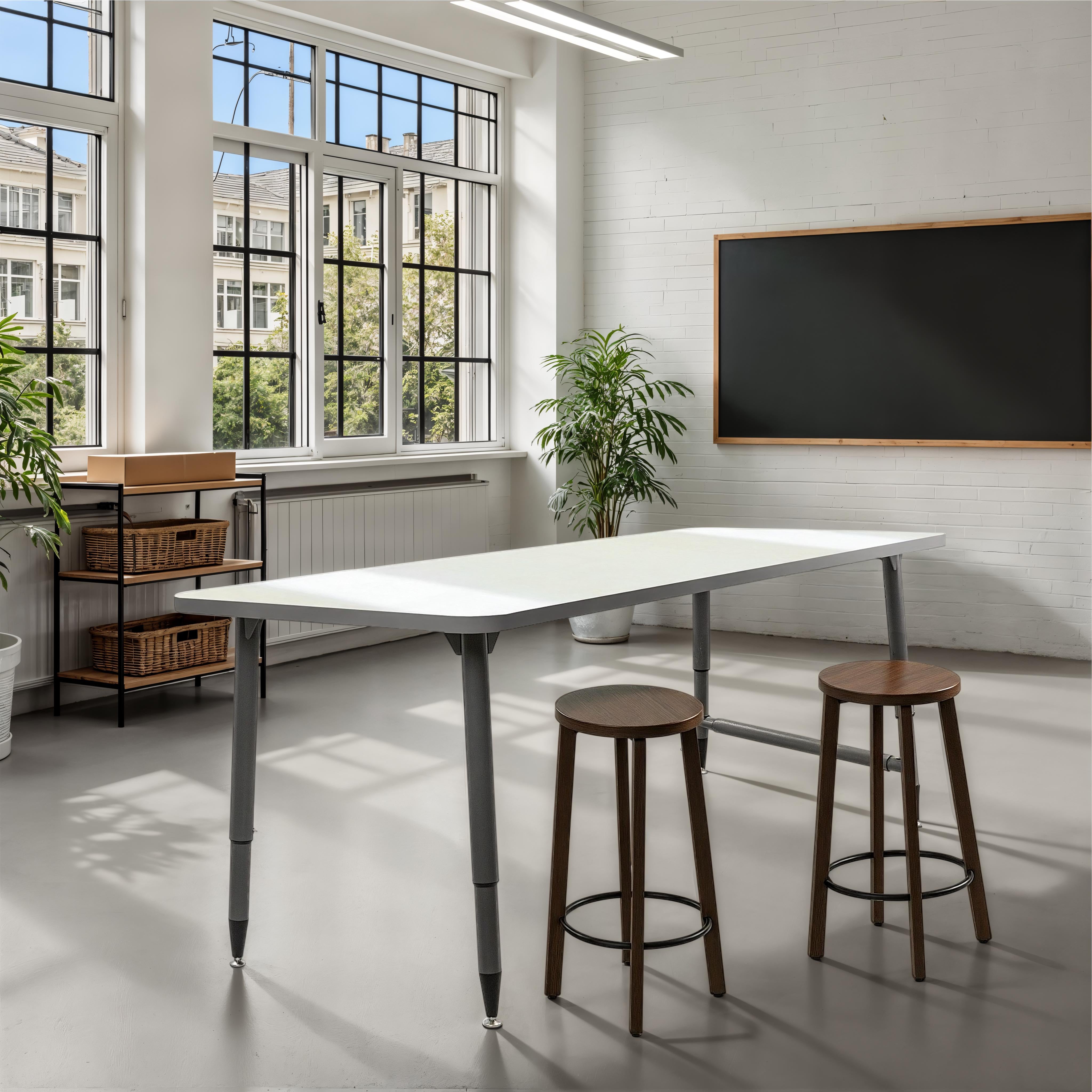 Adapte 30" x 72" Rectangle Dry-Erase Thermofused Activity Table with Adjustable Tapered Legs - Whiteboard/North Sea