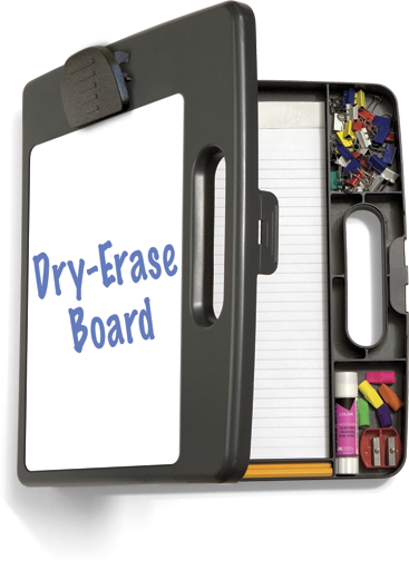 Dry Erase Clipboard Box w/4 Compartments and Carry Handle