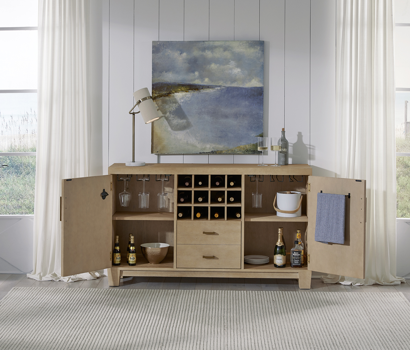 American Heritage® Port Royal Bar Console, White Oak