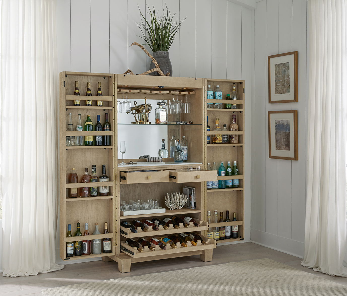 American Heritage® Port Royal Wine & Spirit Cabinet, White Oak