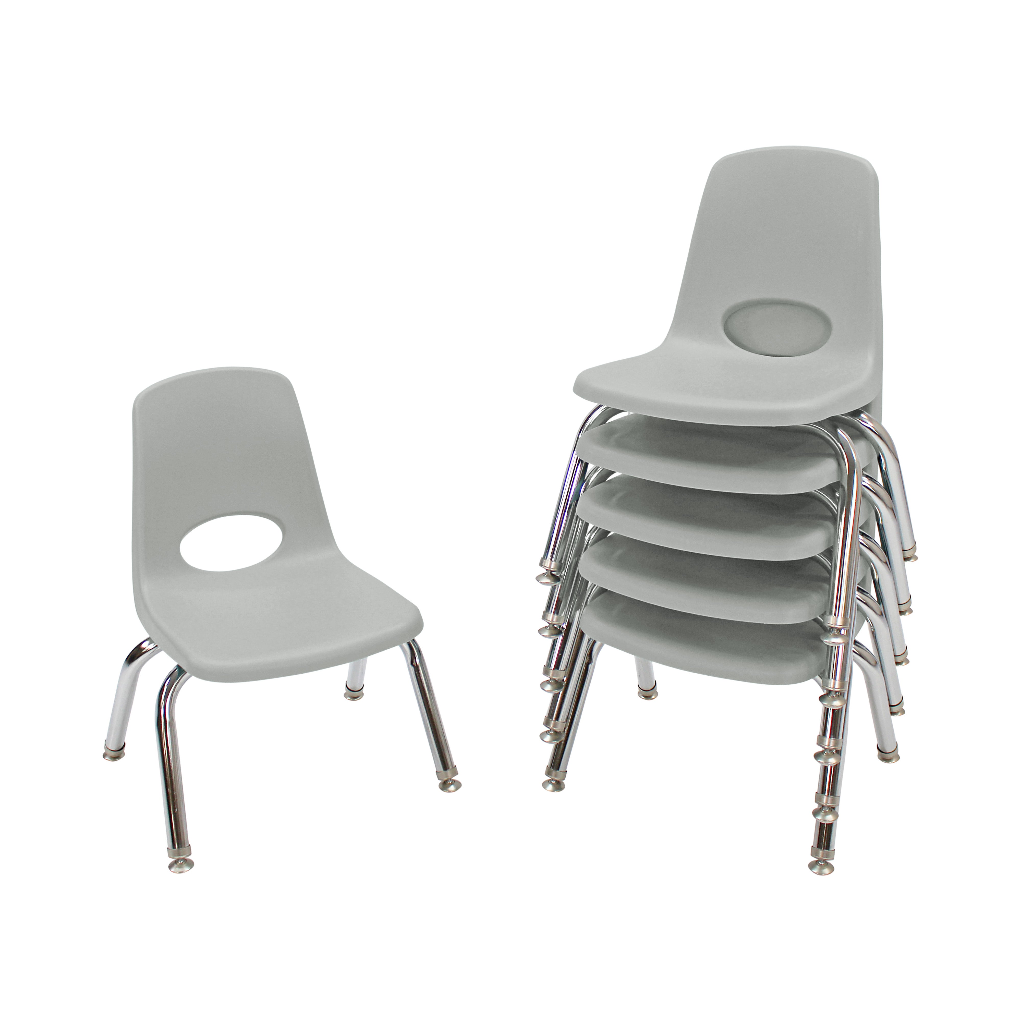 10" Stack Chair with Swivel Glides - Light Gray