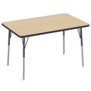 30" x 48" Rectangle T-Molding Activity Table with Adjustable Standard Swivel Glide Legs - Maple/Navy