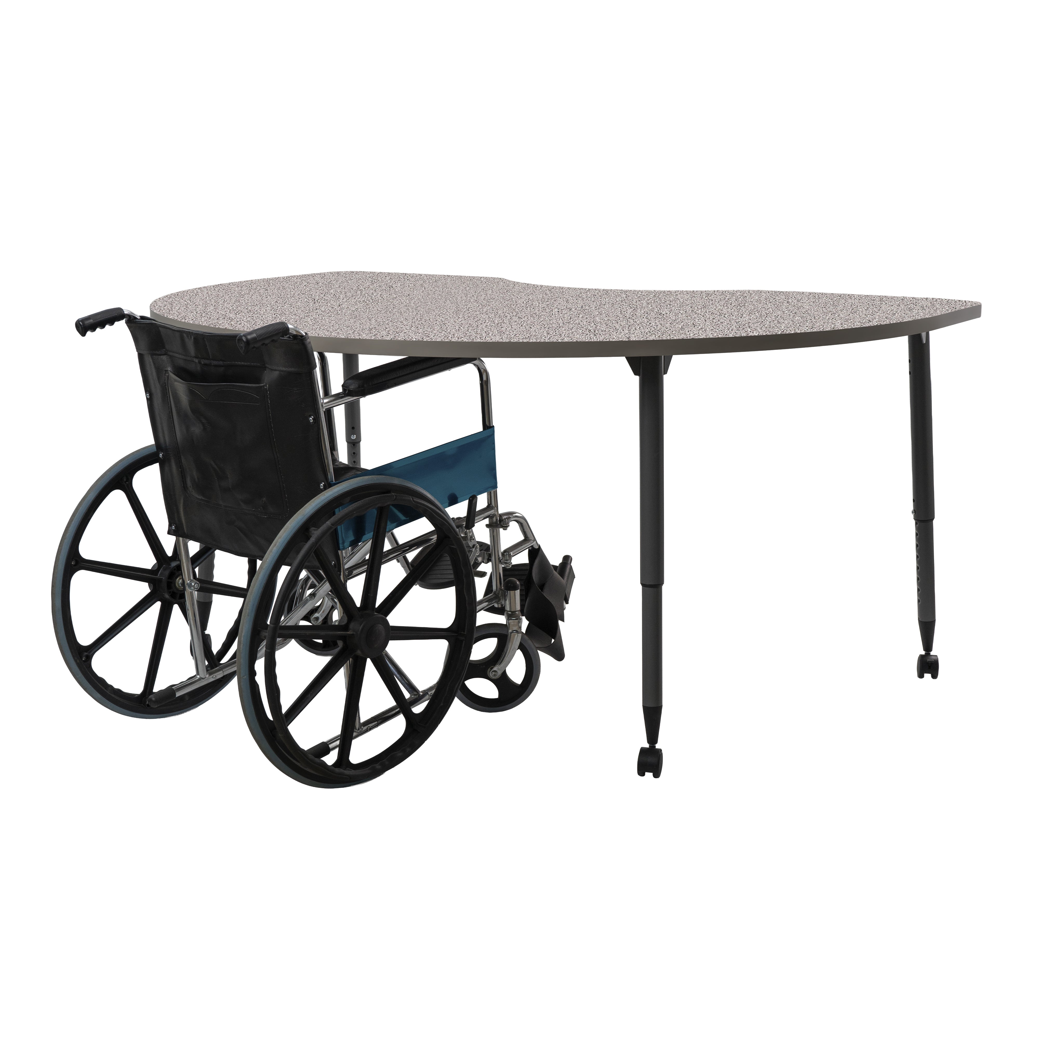 Adapte 48" x 72" Kidney Thermofused Activity Table with Adjustable Tapered Legs - Gray/North Sea