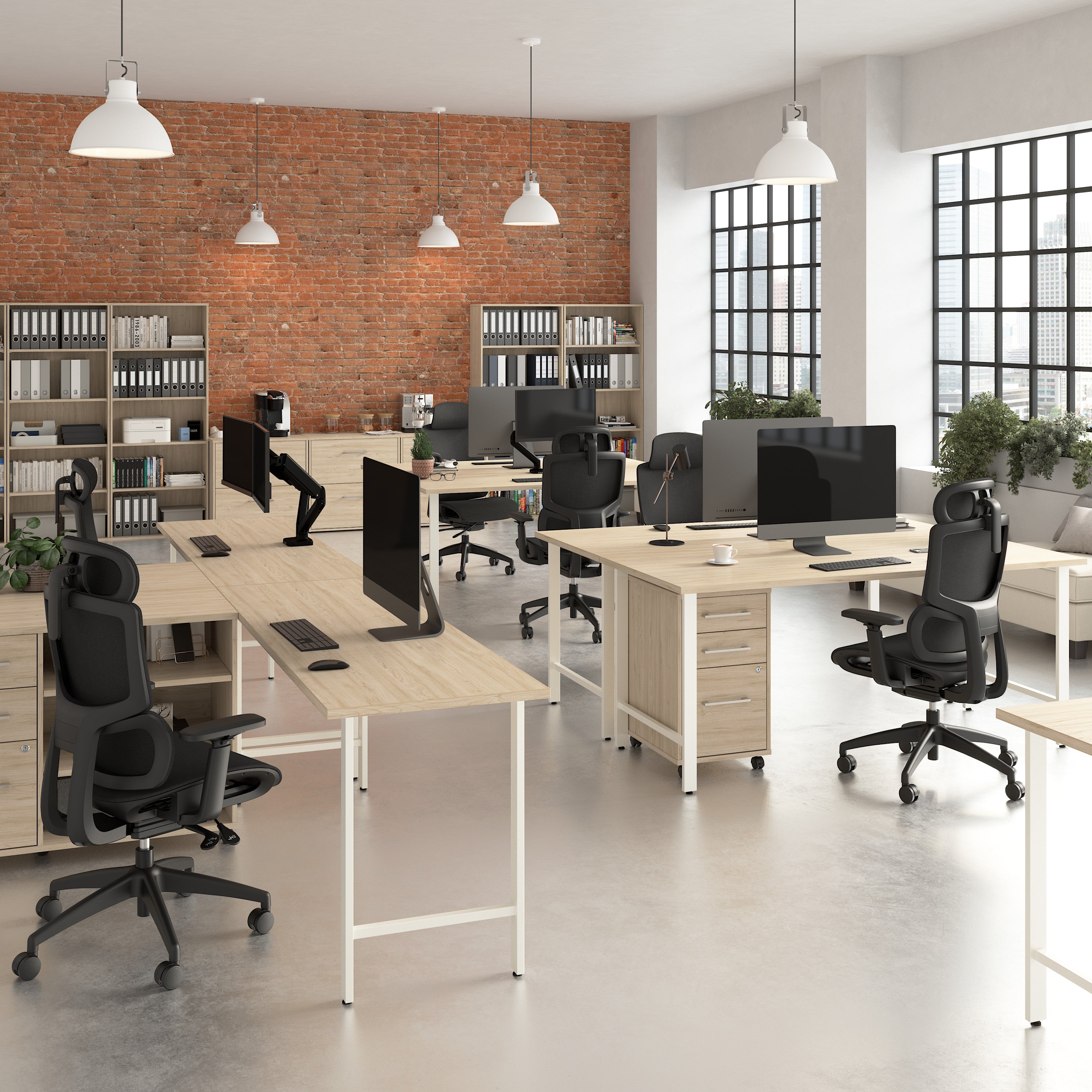 Bush Business Furniture Hustle 72W x 30D Computer Desk and Storage Cabinet with Drawers and Shelves in Natural Elm - 71.02" Width x 29.37" Depth x 30.07" Height