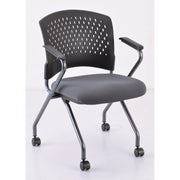 OfficeSource Perch Nesting Chair with Arms and Casters - Fabric - Light Gray Fabric