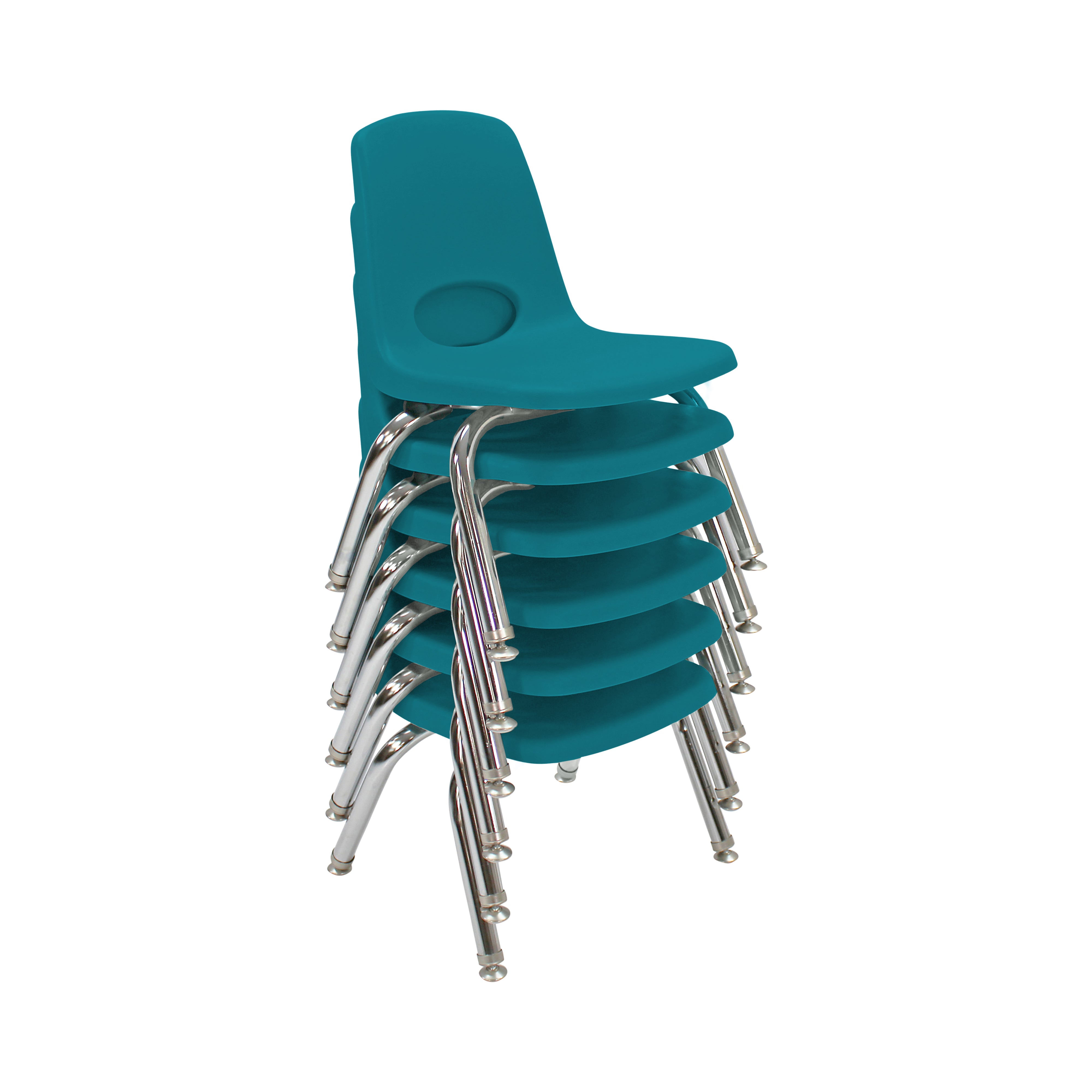 10" Stack Chair with Swivel Glides, 6-Piece - Teal