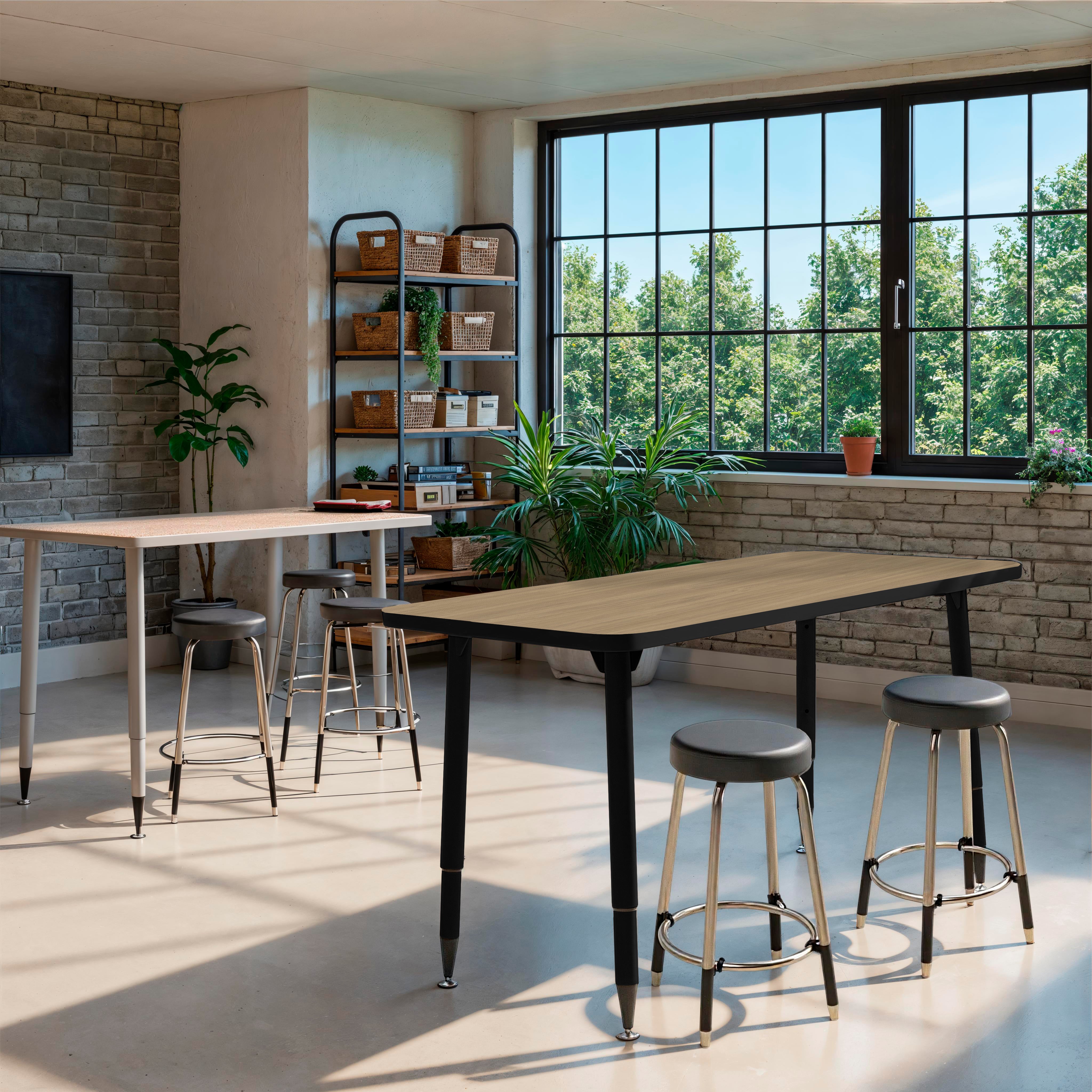 Adapte 24" x 48" Rectangle Thermofused Activity Table with Adjustable Tapered Legs - Pasadena Oak/Black
